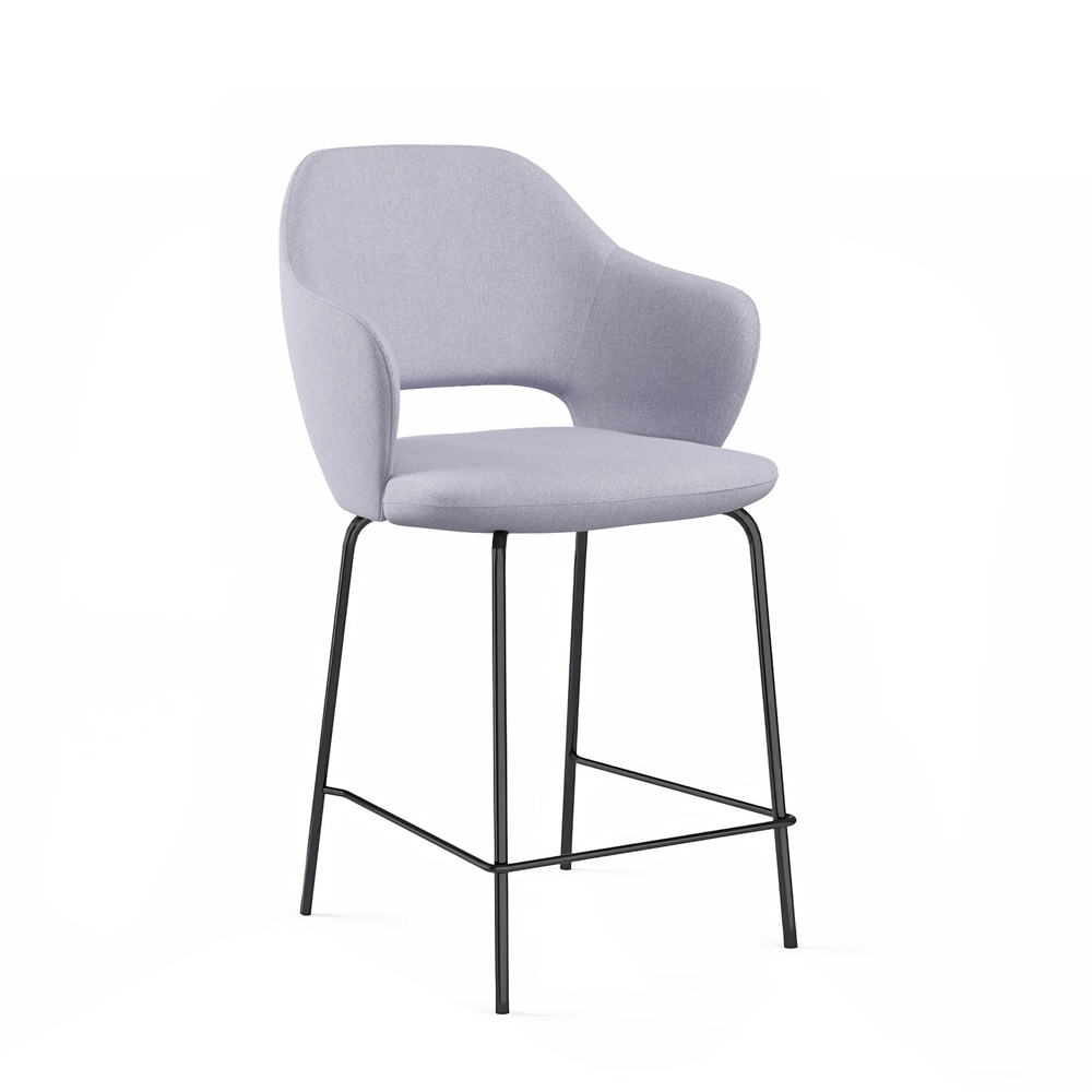 8706-P9B-CH<br>Cleo Arm Stool<br>Counter Height Four Leg Black Metal with Footrest