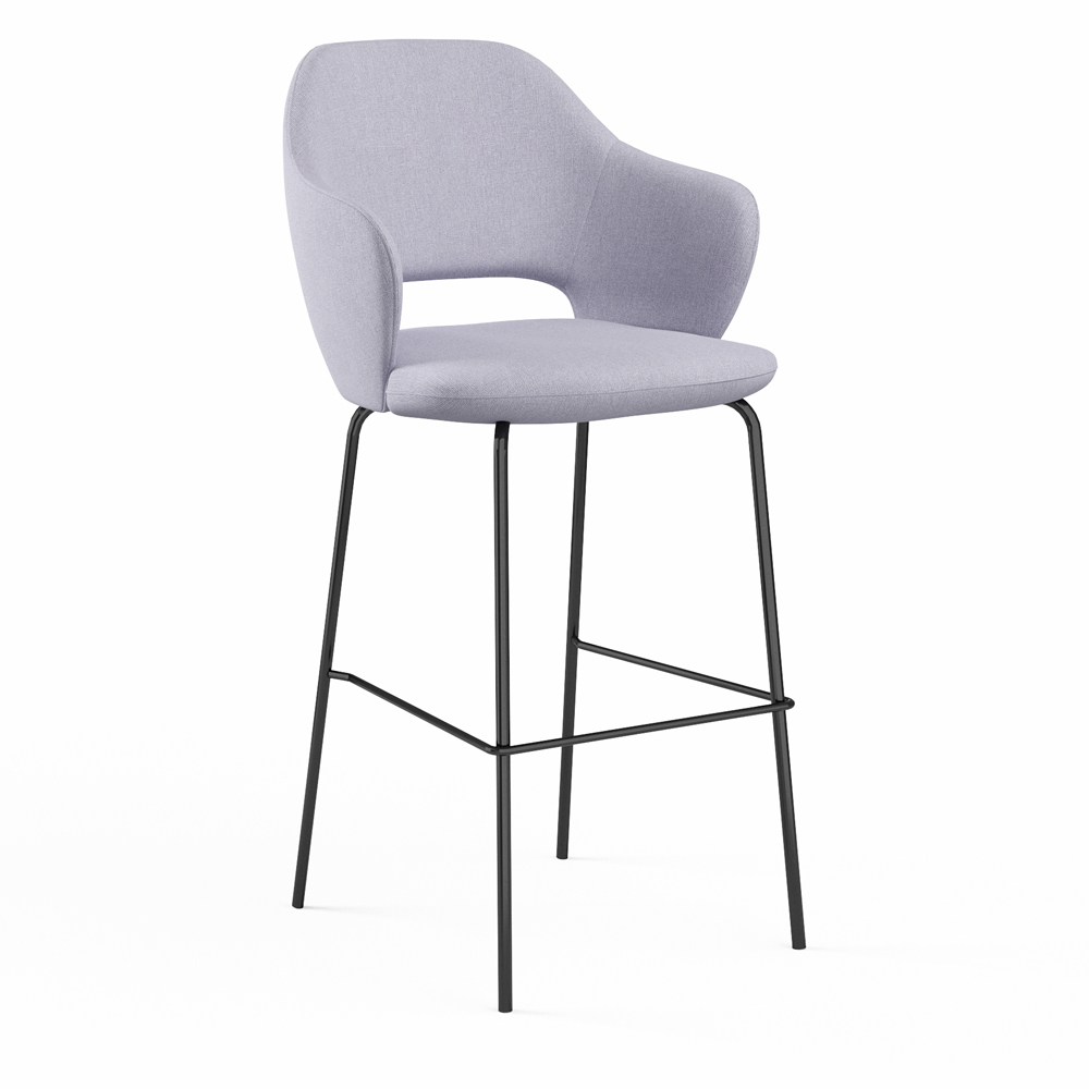 8706-P9B<br>Cleo Arm Stool<br>Bar Height Four Leg Black Metal with Footrest