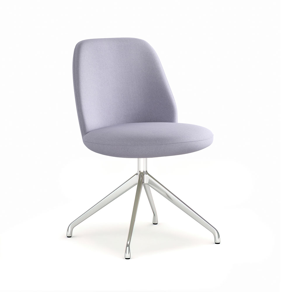 3801-102<br>Finn Side Chair<br>Four Leg Swivel Polished Aluminum