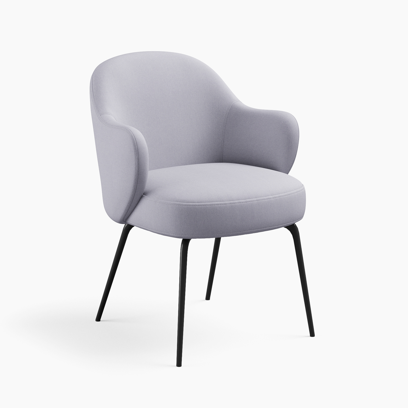 7301-R75B<br>Flora Arm Chair<br>Matte Black Four Leg Metal