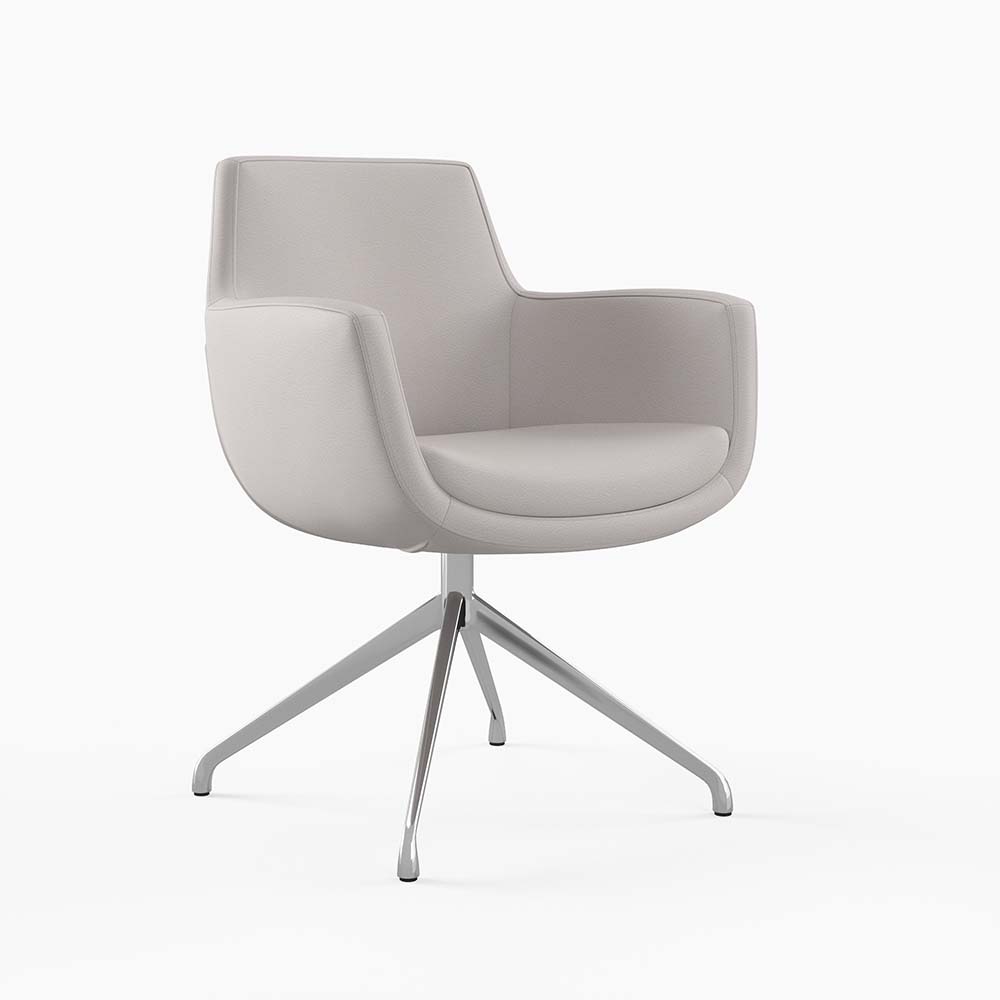 870-102<br>Marin Arm Chair<br>Four Leg Swivel Polished Aluminum