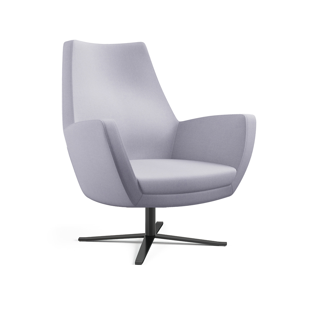 680-R13B-SR<br>Monaco Lounge<br>Matte Black Metal Pedestal Swivel with Self Return