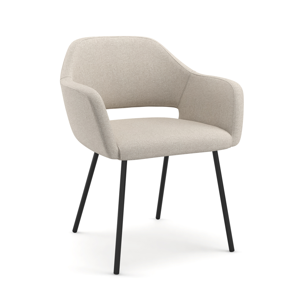 8102-113M<br>Quinn Arm Chair<br>Four Leg Matte Black Metal